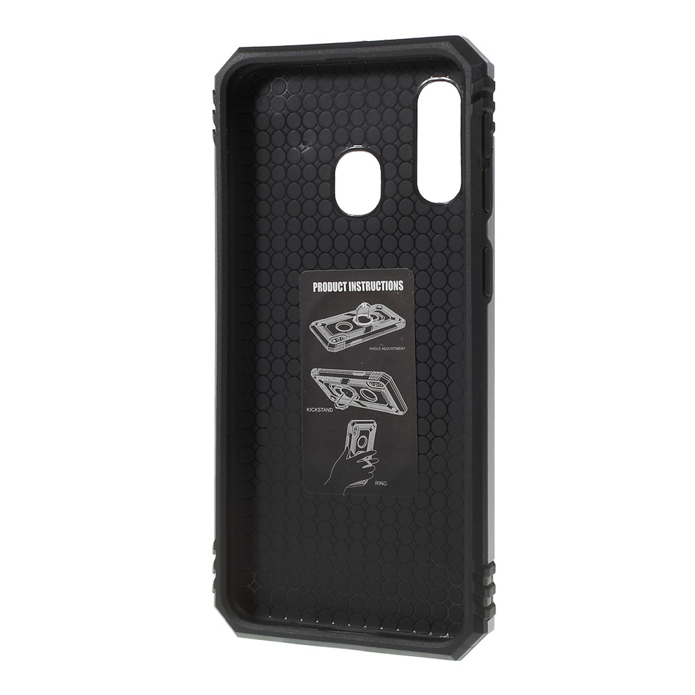 2 in 1 Military Anti-fall Rotation Phone Cover for Samsung Galaxy A40 - Silver-5