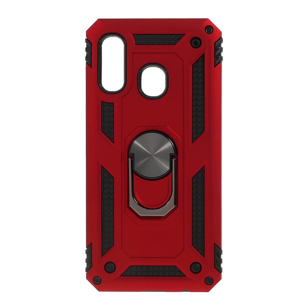 2 in 1 Military Anti-fall Rotation Phone Cover for Samsung Galaxy A40 - Red-1