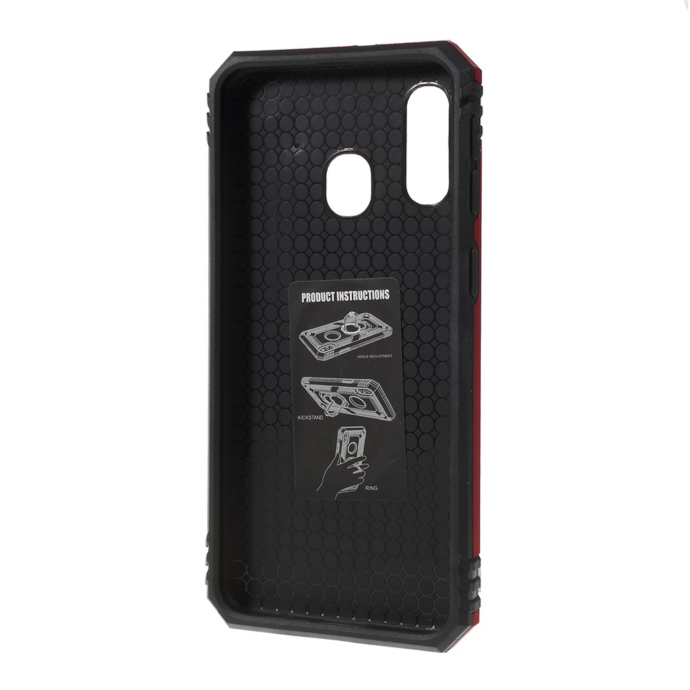 2 in 1 Military Anti-fall Rotation Phone Cover for Samsung Galaxy A40 - Red-5
