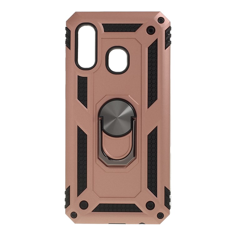 2 in 1 Military Anti-fall Rotation Phone Cover for Samsung Galaxy A40 - Rose Gold-1