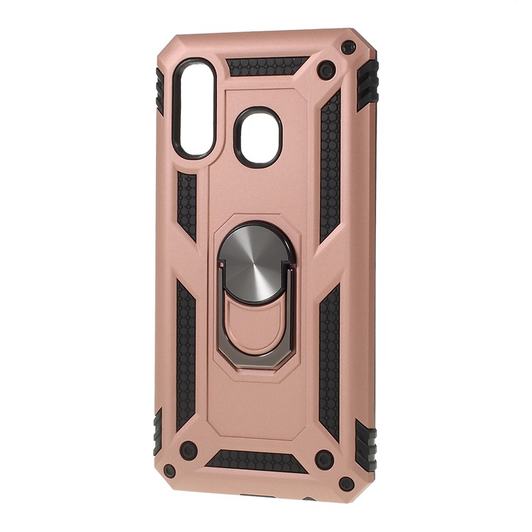2 in 1 Military Anti-fall Rotation Phone Cover for Samsung Galaxy A40 - Rose Gold-4