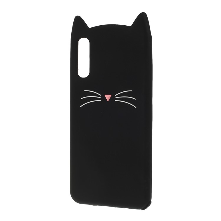 3D Silicone Moustache Cat Phone Shell for Samsung Galaxy A50 - Black-2