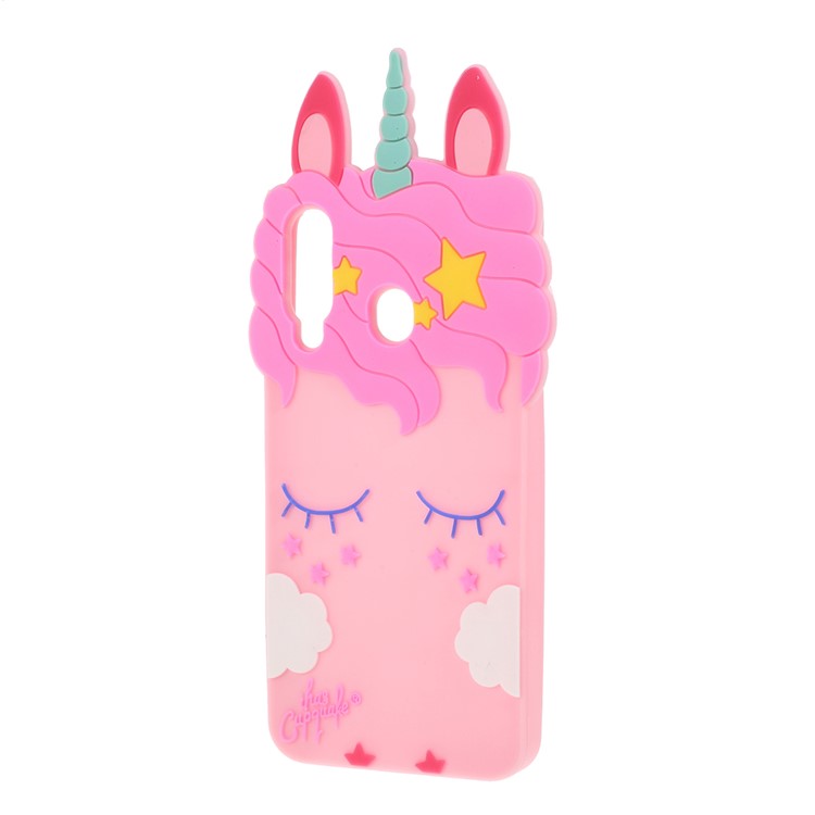 3D Pink Unicorn Style Silicone Phone Shell for Samsung Galaxy A60 - Pink-2