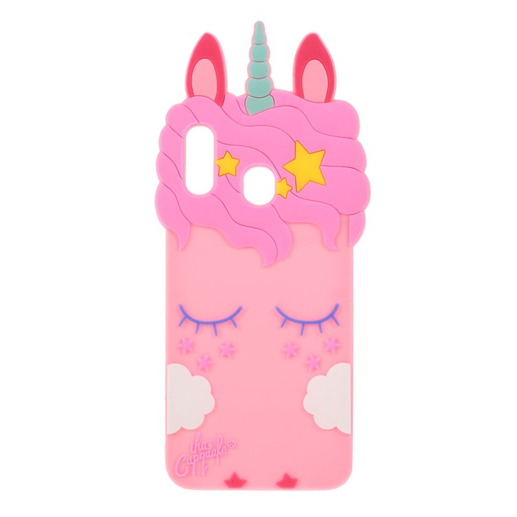 3D Unicorn Shape Silicone Phone Shell for Samsung Galaxy A30 / A20 - Pink-1