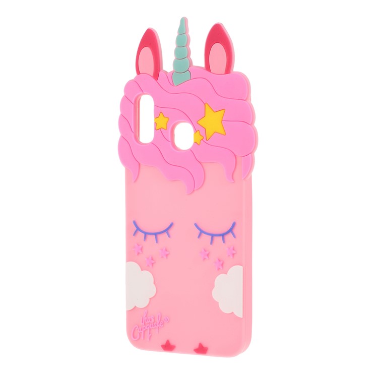 3D Unicorn Shape Silicone Phone Shell for Samsung Galaxy A30 / A20 - Pink-2