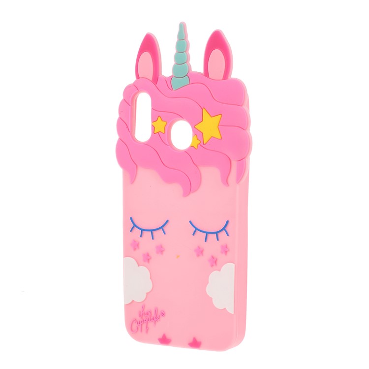 Unicorn Silicone Phone Shell for Samsung Galaxy M20 - Pink-2