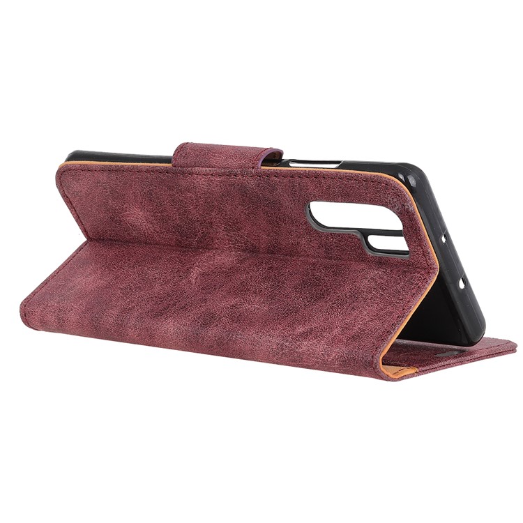 Vintage Style Leather Wallet Case for Samsung Galaxy Note10 Pro - Wine Red-6