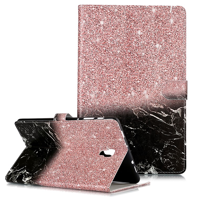 

Pattern Printing Wallet Stand Flip Leather Tablet Case for Samsung Galaxy Tab A 10.5 (2018) T590 T595 - Glittery Element and Black Marble Grain, Galaxy Tab A 10.5 (2018) T590 T595