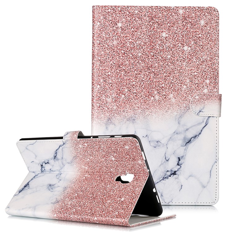 

Pattern Printing Wallet Stand Flip Leather Tablet Case for Samsung Galaxy Tab A 10.5 (2018) T590 T595 - Glittery Element and White Marble Grain, Galaxy Tab A 10.5 (2018) T590 T595