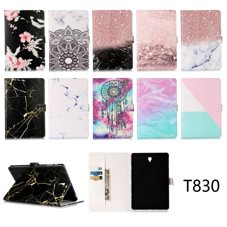Pattern Printing Wallet Stand Flip Leather Tablet Case for Samsung Galaxy Tab S4 10.5 SM-T830/T835/T837 - Triangle and Stone Grain-9