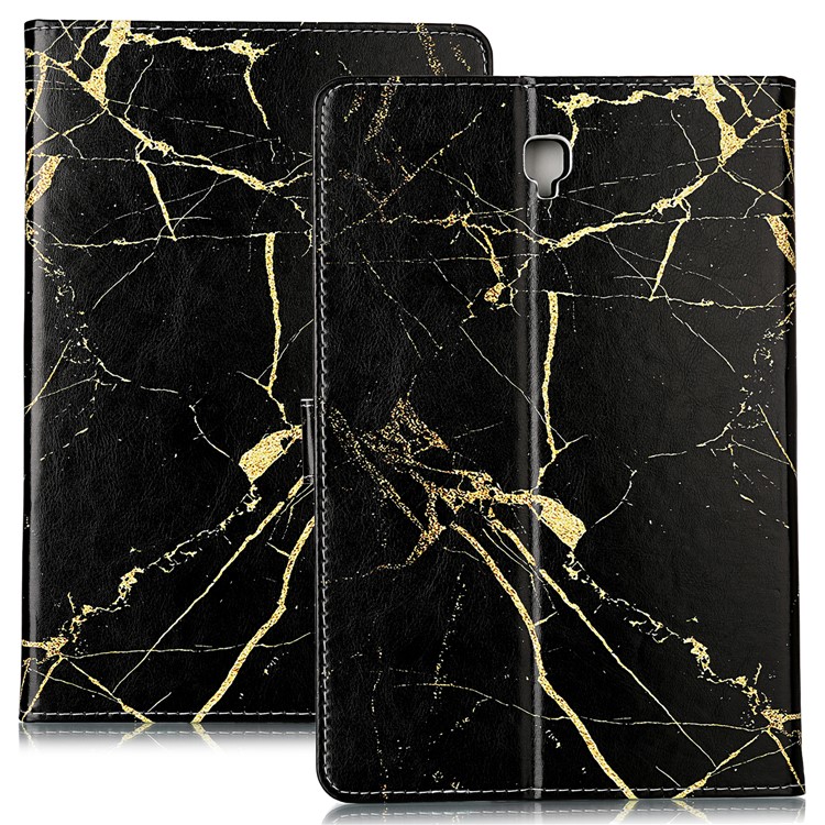 Pattern Printing Wallet Stand Flip Leather Tablet Case for Samsung Galaxy Tab S4 10.5 SM-T830/T835/T837 - Black Stone Grain-2