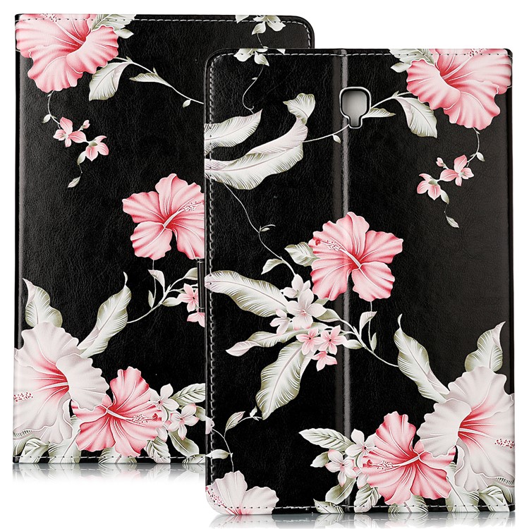 Pattern Printing Wallet Stand Flip Leather Tablet Case for Samsung Galaxy Tab S4 10.5 SM-T830/T835/T837 - Red Flowers-2