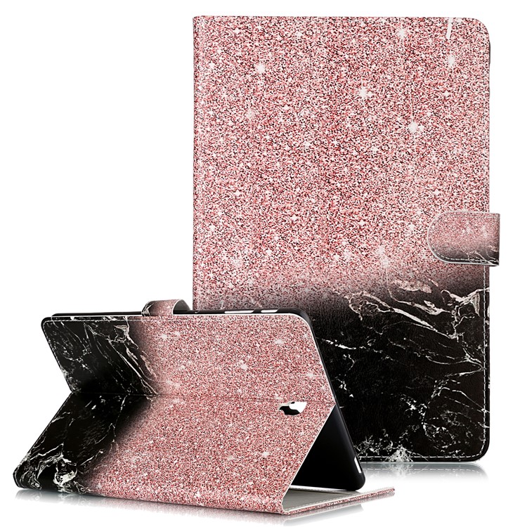 Pattern Printing Wallet Stand Flip Leather Tablet Case for Samsung Galaxy Tab S4 10.5 SM-T830/T835/T837 - Glittery Element and Black Marble Grain-1
