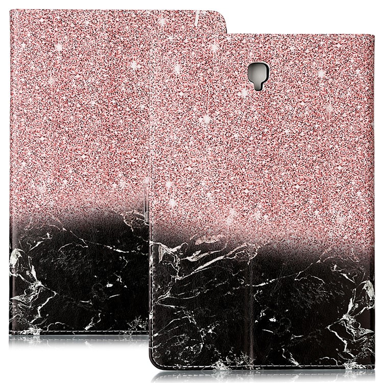 Pattern Printing Wallet Stand Flip Leather Tablet Case for Samsung Galaxy Tab S4 10.5 SM-T830/T835/T837 - Glittery Element and Black Marble Grain-2