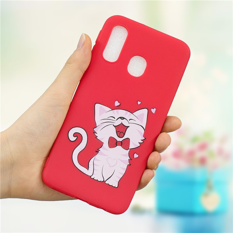 Pattern Printing Matte Soft TPU Phone Cover for Samsung Galaxy A40 - Cute Cat-1