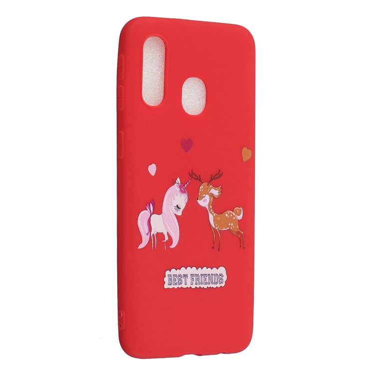 Pattern Printing Matte Soft TPU Phone Cover for Samsung Galaxy A40 - Unicorn and Elk-2