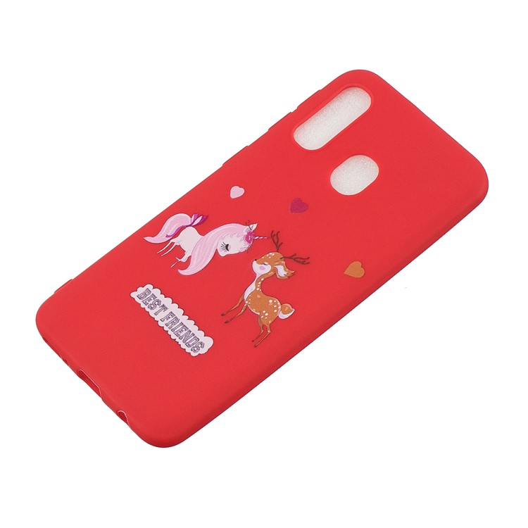 Pattern Printing Matte Soft TPU Phone Cover for Samsung Galaxy A40 - Unicorn and Elk-3