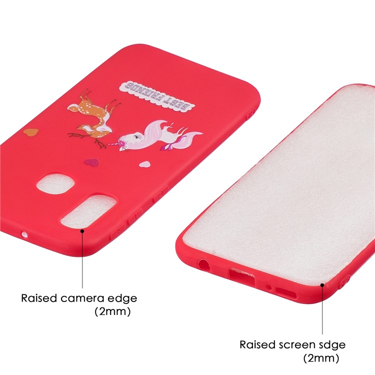 Pattern Printing Matte Soft TPU Phone Cover for Samsung Galaxy A40 - Unicorn and Elk-5