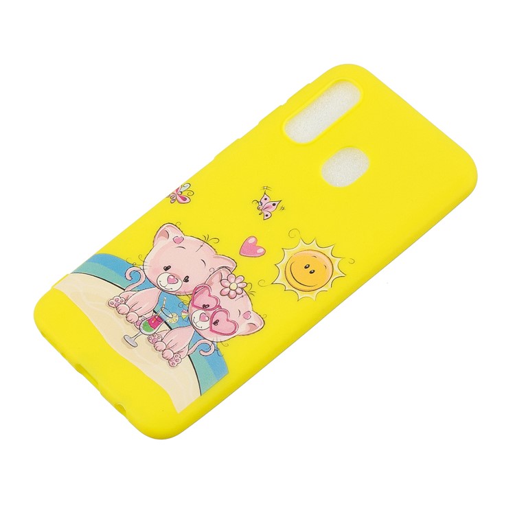 Pattern Printing Matte Soft TPU Phone Cover for Samsung Galaxy A40 - Couple Cartoon Cats-3