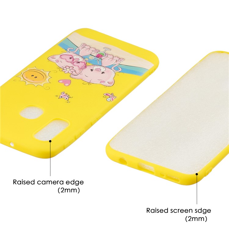 Pattern Printing Matte Soft TPU Phone Cover for Samsung Galaxy A40 - Couple Cartoon Cats-5