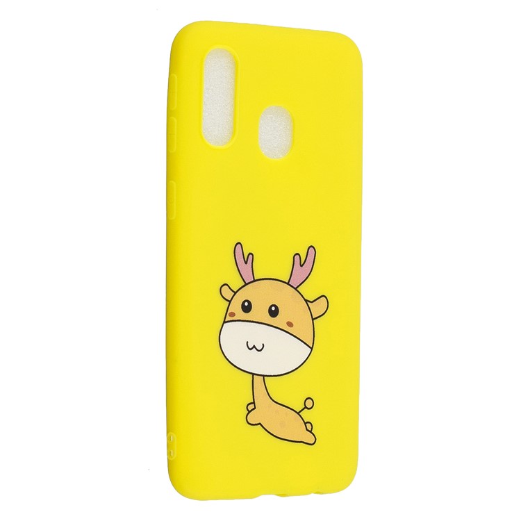 Pattern Printing Matte Soft TPU Phone Cover for Samsung Galaxy A40 - Cartoon Elk-2