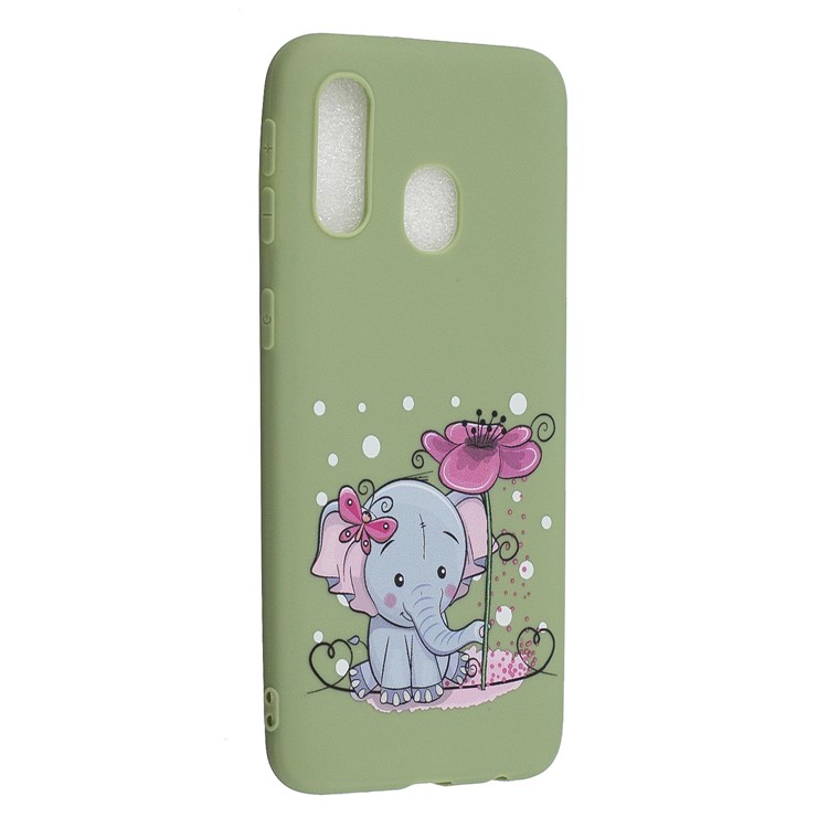 Pattern Printing Matte Soft TPU Phone Cover for Samsung Galaxy A40 - Cute Elephant-2