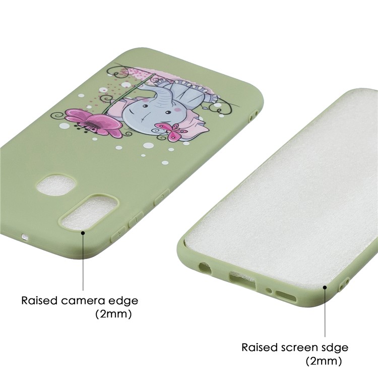 Pattern Printing Matte Soft TPU Phone Cover for Samsung Galaxy A40 - Cute Elephant-5