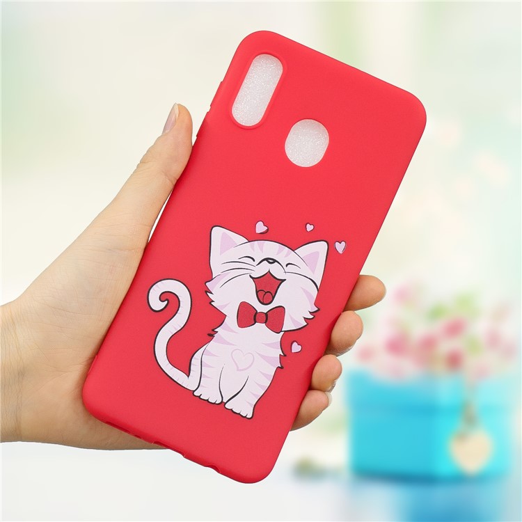 Pattern Printing Matte Soft TPU Phone Cover for Samsung Galaxy A30/A20 - Cat-1