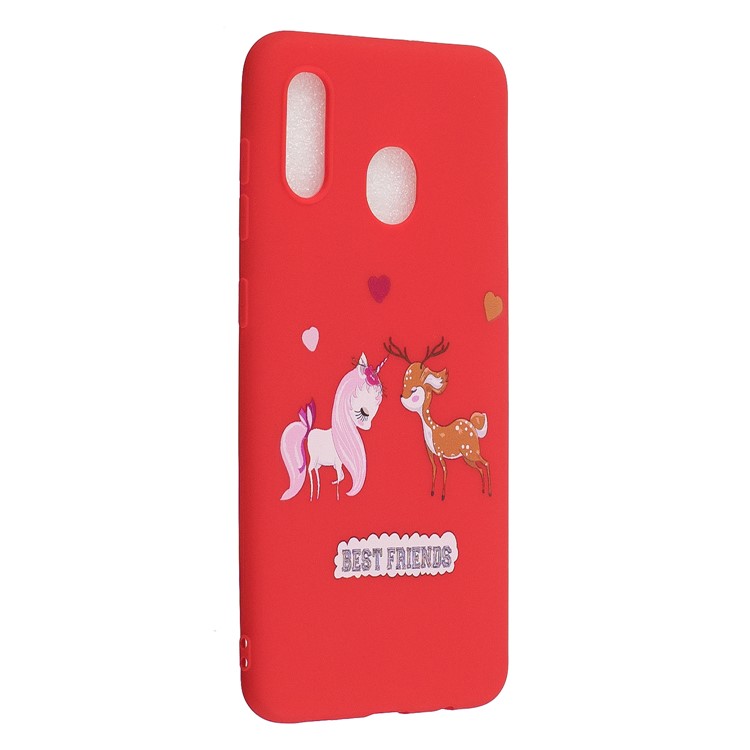 Pattern Printing Matte Soft TPU Phone Cover for Samsung Galaxy A30/A20 - Unicorn and Elk-2
