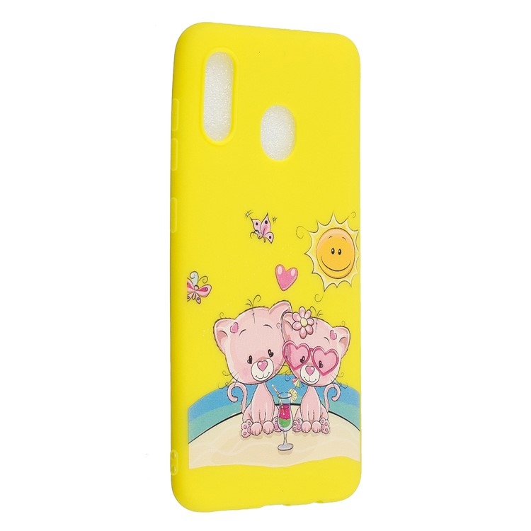 Pattern Printing Matte Soft TPU Phone Cover for Samsung Galaxy A30/A20 - Cartoon Couple Cats-2