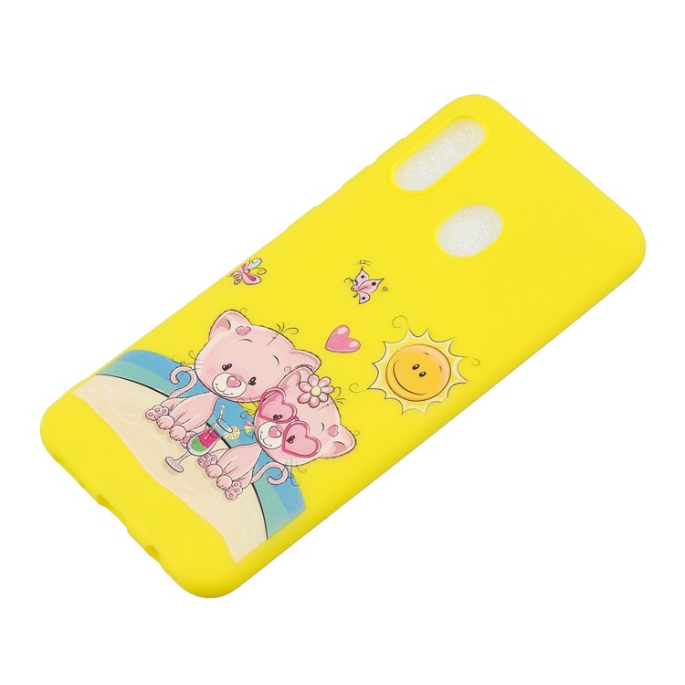 Pattern Printing Matte Soft TPU Phone Cover for Samsung Galaxy A30/A20 - Cartoon Couple Cats-3