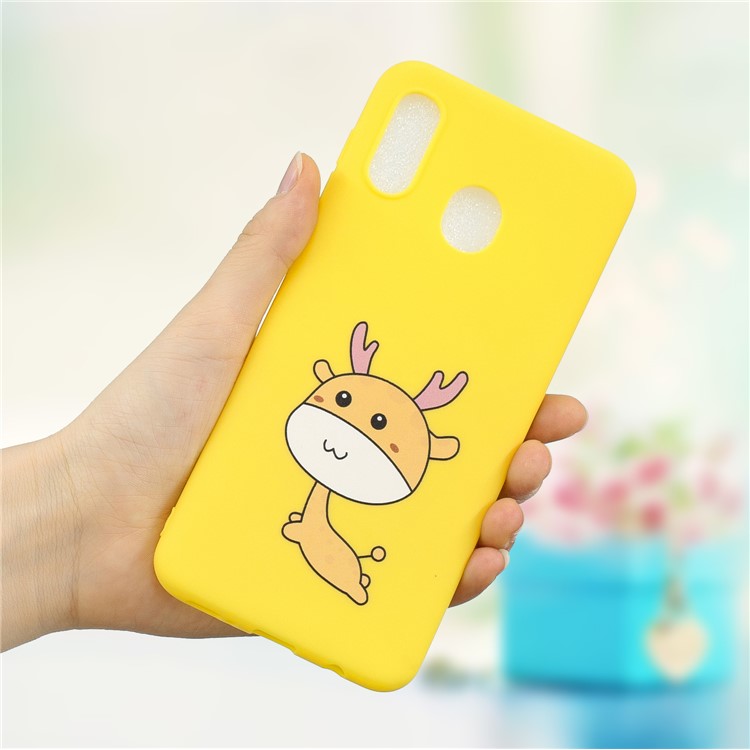 Pattern Printing Matte Soft TPU Phone Cover for Samsung Galaxy A30/A20 - Cartoon Elk-1