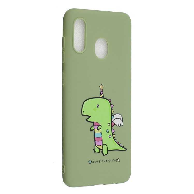 Pattern Printing Matte Soft TPU Phone Cover for Samsung Galaxy A30/A20 - Cartoon Dinosaur-2