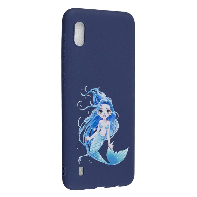 Pattern Printing Anti-fingerprint Matte TPU Phone Shell for Samsung Galaxy A10 - Blue / Mermaid-2