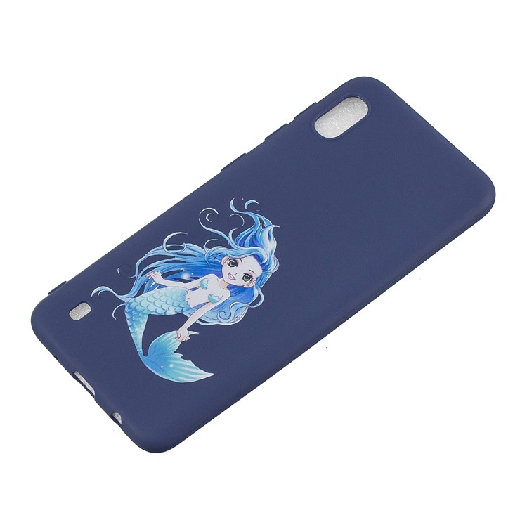 Pattern Printing Anti-fingerprint Matte TPU Phone Shell for Samsung Galaxy A10 - Blue / Mermaid-3