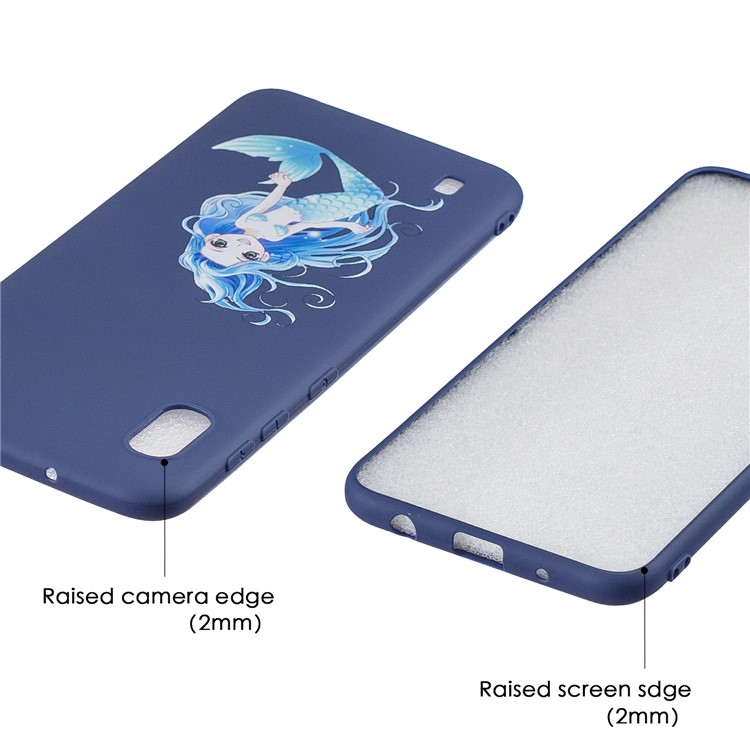 Pattern Printing Anti-fingerprint Matte TPU Phone Shell for Samsung Galaxy A10 - Blue / Mermaid-5