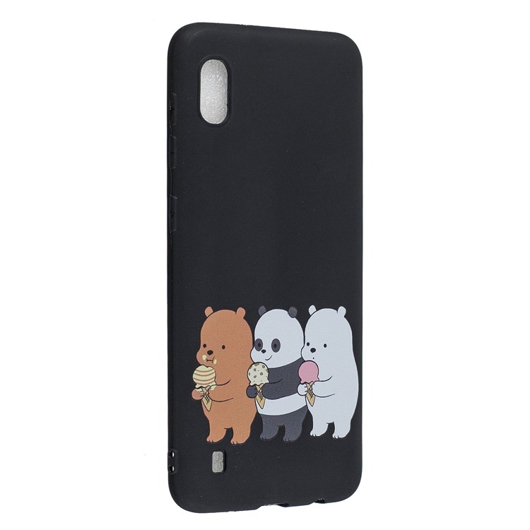 Pattern Printing Anti-fingerprint Matte TPU Phone Shell for Samsung Galaxy A10 - Black / Bears and Panda-2