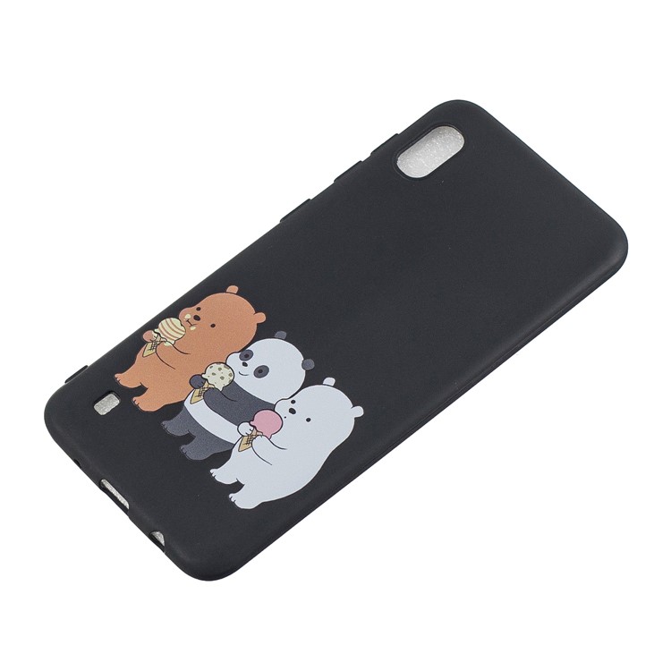 Pattern Printing Anti-fingerprint Matte TPU Phone Shell for Samsung Galaxy A10 - Black / Bears and Panda-3