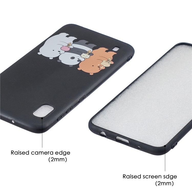 Pattern Printing Anti-fingerprint Matte TPU Phone Shell for Samsung Galaxy A10 - Black / Bears and Panda-5