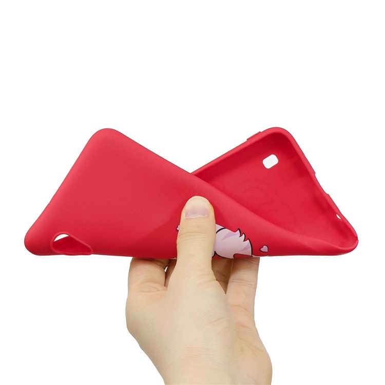 Pattern Printing Anti-fingerprint Matte TPU Phone Shell for Samsung Galaxy A10 - Red / Smiling Cat-4