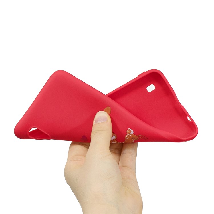 Pattern Printing Anti-fingerprint Matte TPU Phone Shell for Samsung Galaxy A10 - Red / Unicorn and Elk-4
