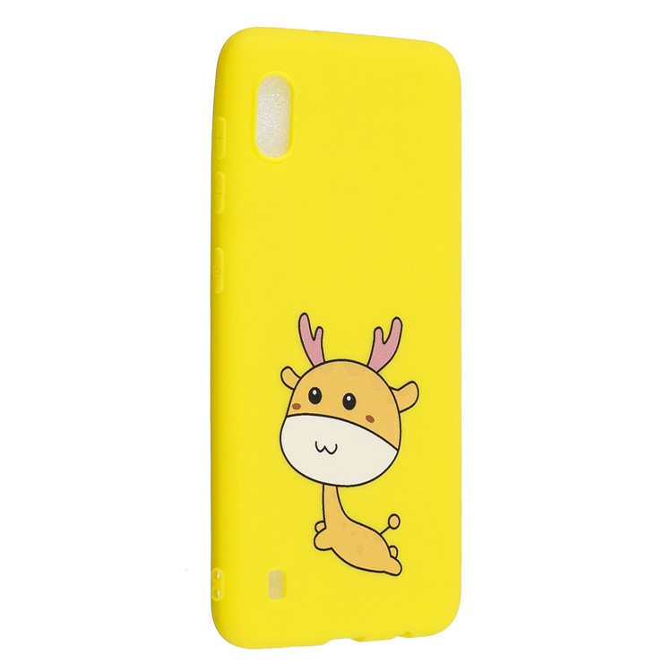 Pattern Printing Anti-fingerprint Matte TPU Phone Shell for Samsung Galaxy A10 - Yellow / Running Deer-2