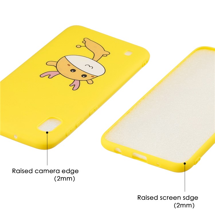 Pattern Printing Anti-fingerprint Matte TPU Phone Shell for Samsung Galaxy A10 - Yellow / Running Deer-5