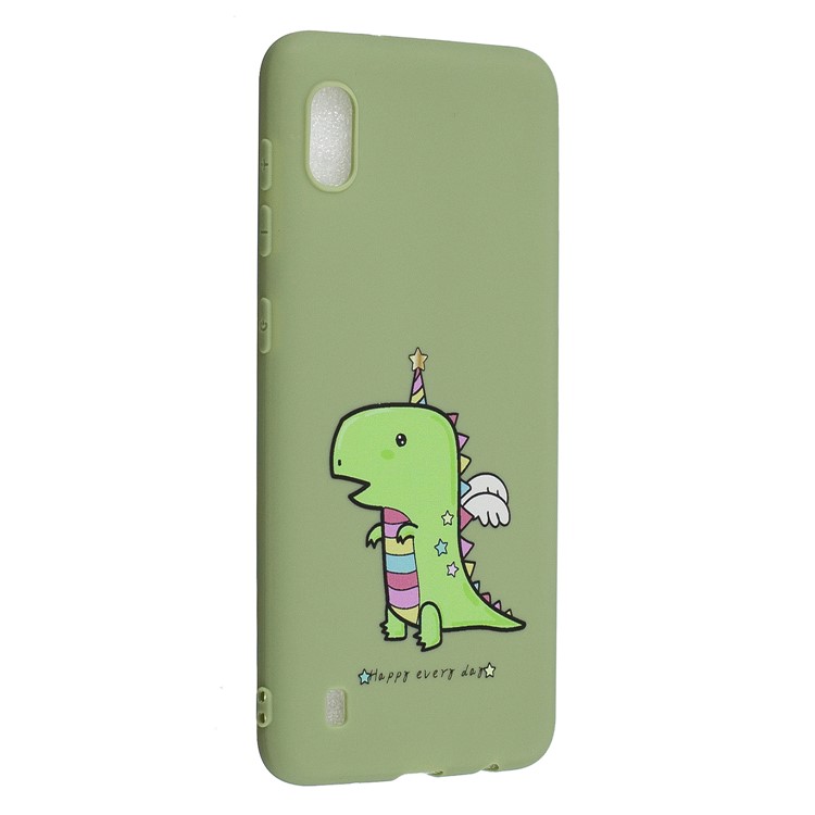 Pattern Printing Anti-fingerprint Matte TPU Phone Shell for Samsung Galaxy A10 - Green / Cartoon Dinosaur-2