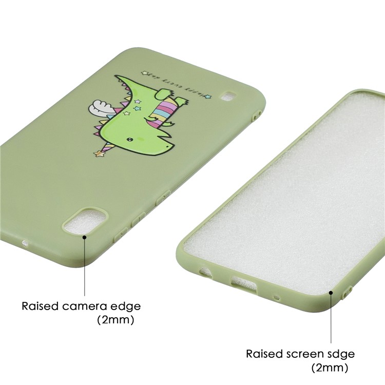 Pattern Printing Anti-fingerprint Matte TPU Phone Shell for Samsung Galaxy A10 - Green / Cartoon Dinosaur-5