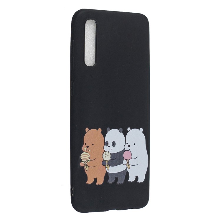 Pattern Printing TPU Frosted Phone Cover for Samsung Galaxy A50 - Black / Bears-2
