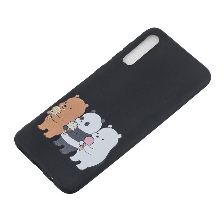 Pattern Printing TPU Frosted Phone Cover for Samsung Galaxy A50 - Black / Bears-3