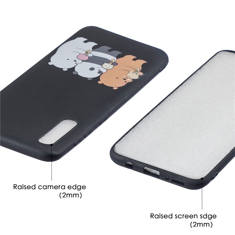 Pattern Printing TPU Frosted Phone Cover for Samsung Galaxy A50 - Black / Bears-5