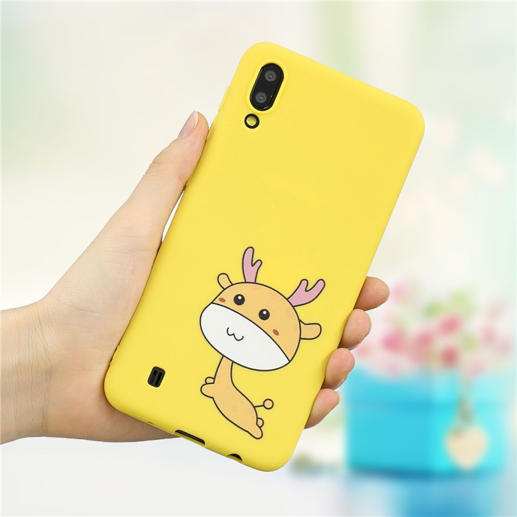 

Printing Style Matte Soft TPU Phone Case for Samsung Galaxy M10 - Yellow / Running Deer, Galaxy M10