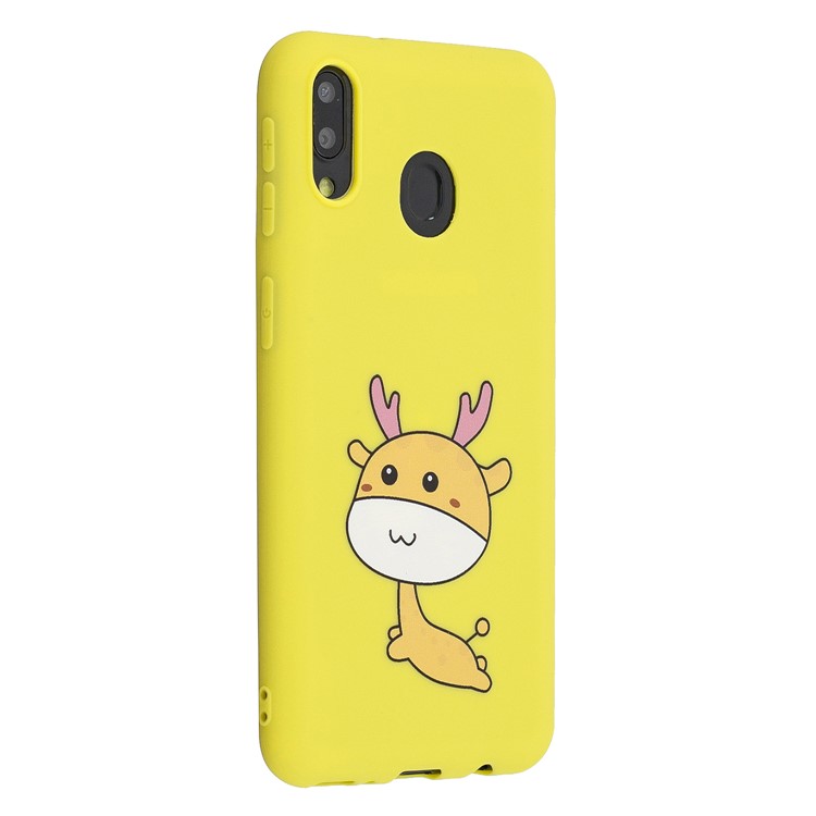 For Samsung Galaxy M20 Embossing Pattern Matte TPU Phone Case - Yellow Deer-2